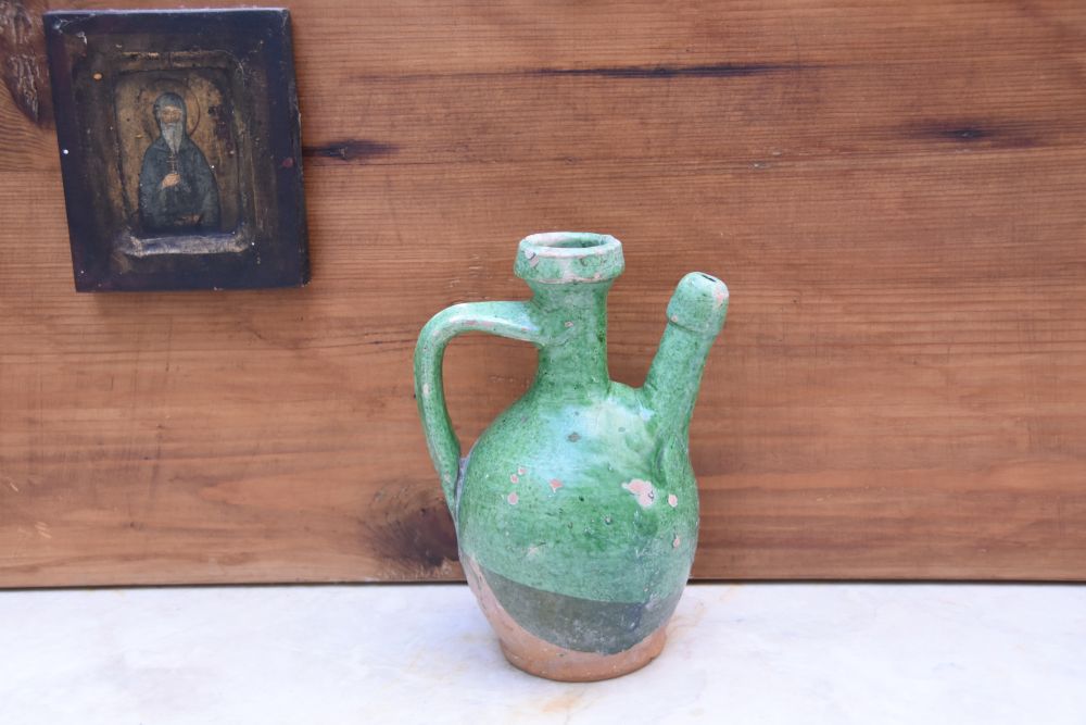 MID 19TH CENTURY ÇANAKKALE CERAMIC OIL CONTAINER - Image 2