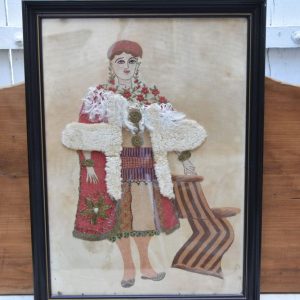 FOLK ART EMBROIDERY GIRL IN TRADITIONAL COSTUME