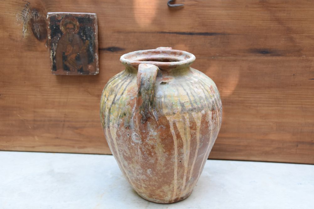 LOVELY TWO HANDELED CERAMIC CANAKKALE URN - Image 3