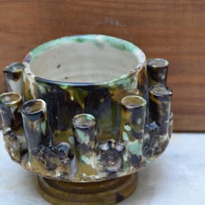 A LATE 19th CENTURY CANAKKALE POLYCHROME CANDLESTICK