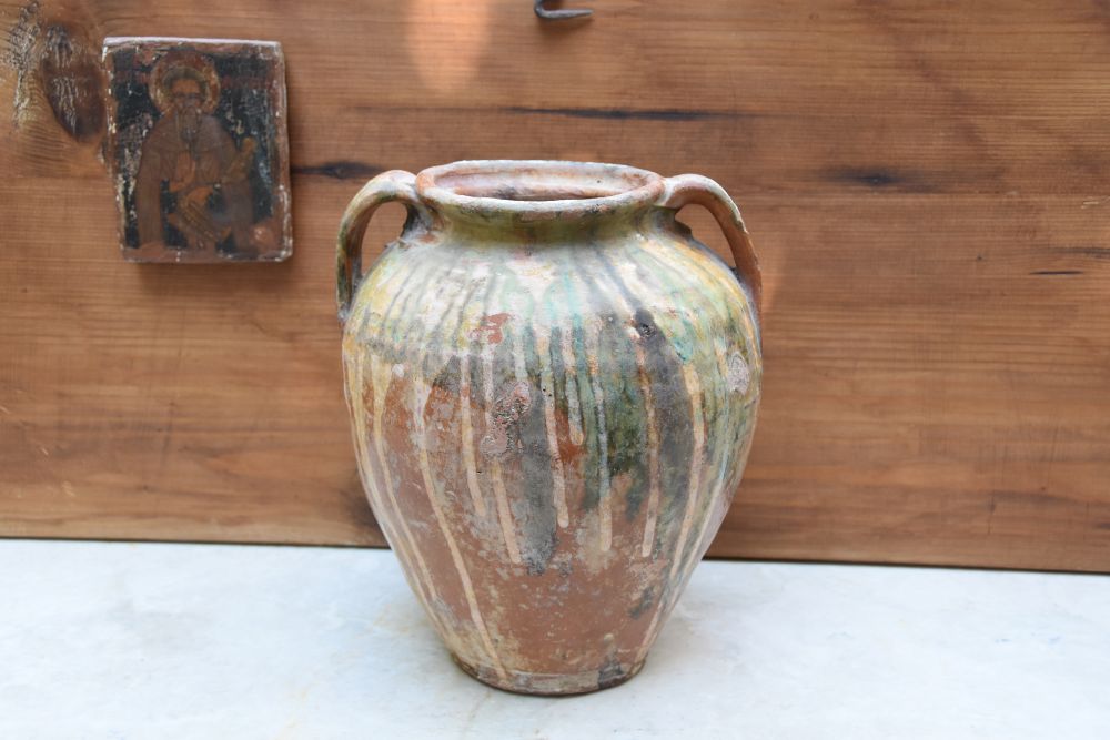 LOVELY TWO HANDELED CERAMIC CANAKKALE URN - Image 2