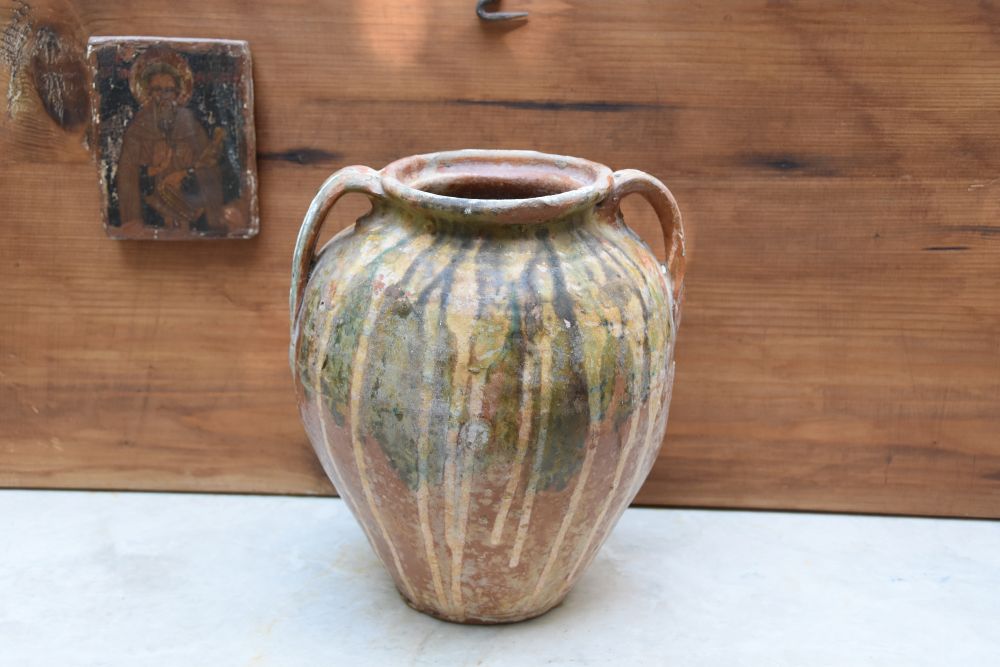 LOVELY TWO HANDELED CERAMIC CANAKKALE URN